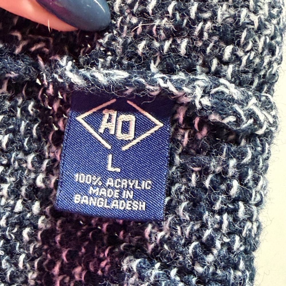 AMONGST OTHERS Mens L Textured Knit Ombre Stripe Crewneck Sweater Preppy - Picture 5 of 7